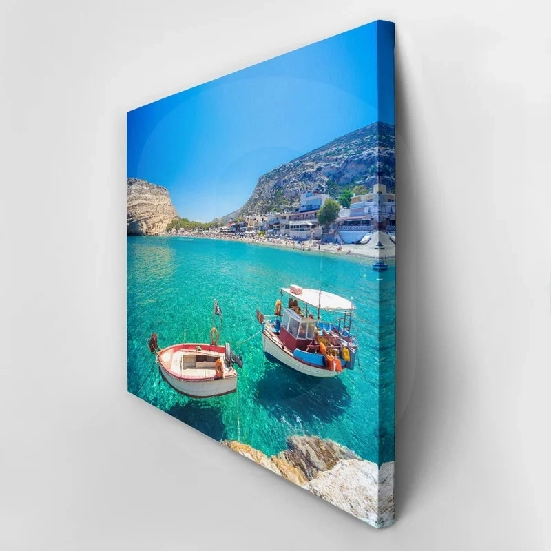Πινακας σε καμβά MATALA BEACH FISHING BOATS