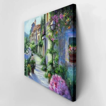 Πινακας σε καμβά OIL PAINTING HYDRANGEA FLOWER STREET - Πολεις και Αρχιτεκτονικη Sticky 2