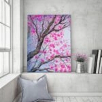 Πινακας σε καμβά PINK FLOWERY ORCHARD YARD