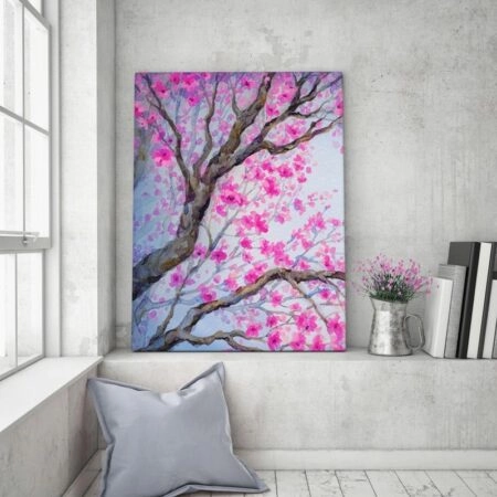 Πινακας σε καμβά PINK FLOWERY ORCHARD YARD - Ανθη Δεντρων