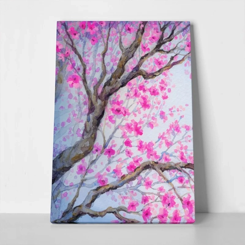 Πινακας σε καμβά PINK FLOWERY ORCHARD YARD