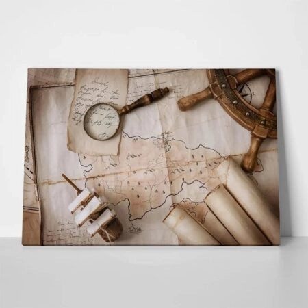 Πινακας σε καμβά STILL LIFE VINTAGE MAP - Χαρτες