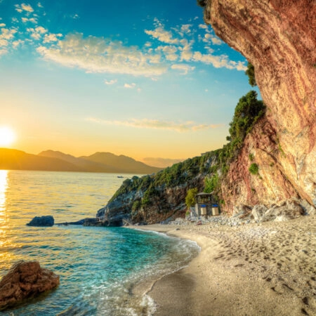Πινακας σε καμβά SUNRISE IN CORFU - Παραλιες Sticky 5