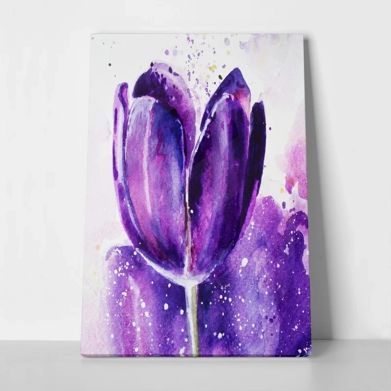 Πινακας σε καμβά TULIPS WATERCOLOR PURPLE