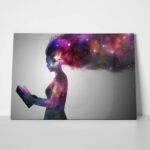 Πινακας σε καμβά UNIVERSE WOMAN READING BOOK