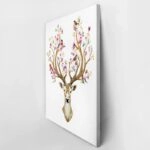 Πινακας σε καμβά WATERCOLOR ILLUSTRATION DEER FLOWERS BIRDS