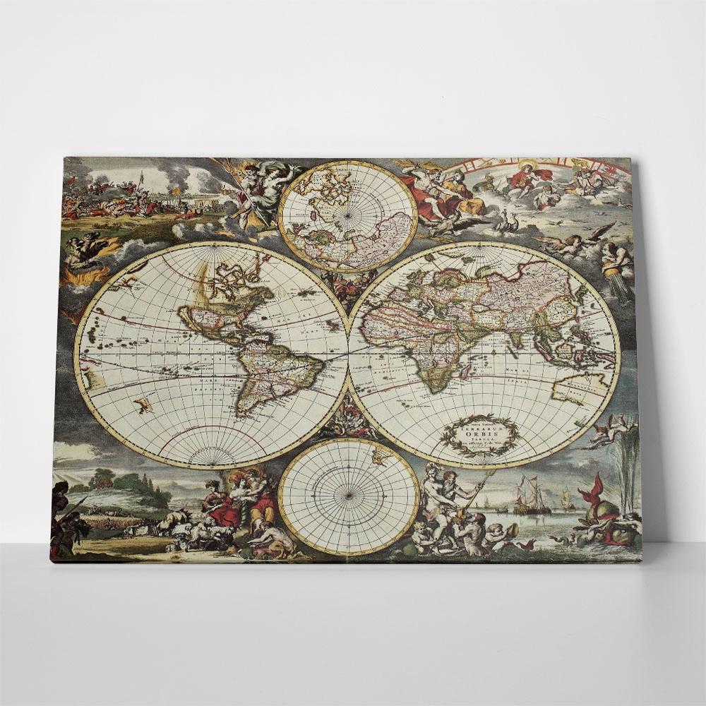 Πινακας σε καμβά WORLD HEMISPHERES 1668