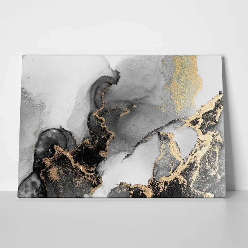 Πινακας σε καμβά BLACK GOLD ABSTRACT