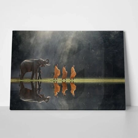 Πινακας σε καμβά BUDDHISTS AND ELEPHANT - Πορτραιτα και Φιγουρες