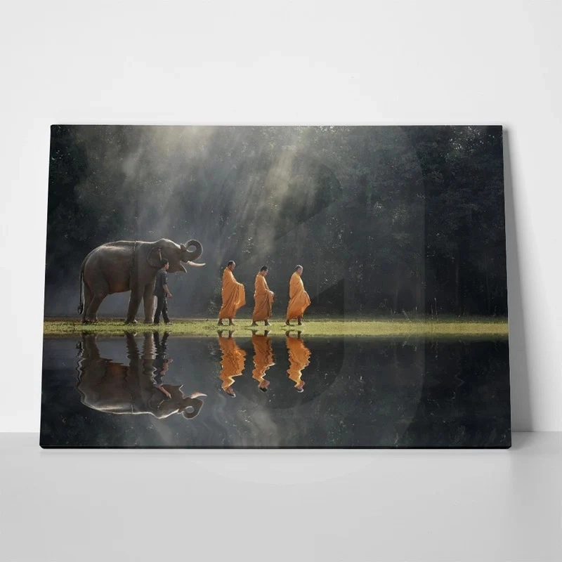 Πινακας σε καμβά BUDDHISTS AND ELEPHANT