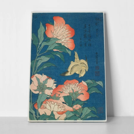 Πινακας σε καμβά HOKUSAI - PEONIES AND CANARY - Hokusai Katsushika Sticky 2