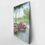 Πινακας σε καμβά PEONIES NEAR PARK BENCH