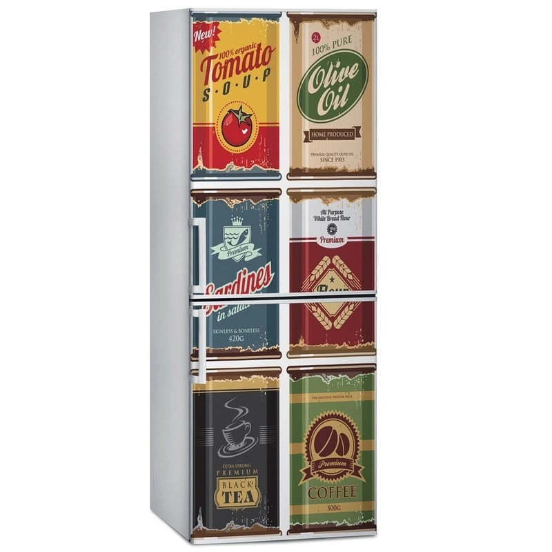 Αυτοκόλλητο ψυγείου RETRO FOOD CANS