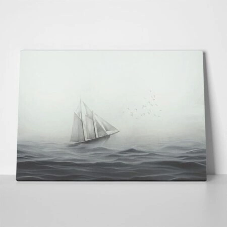 Πινακας σε καμβά SAILING SHIP IN THE FOG - Βαρκες και Καραβια Sticky 1