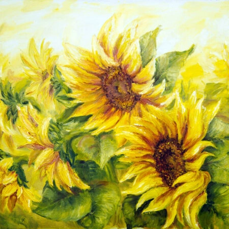 Πινακας σε καμβά SUNNY SUNFLOWERS OIL PAINTING - Ηλιανθοι Sticky 4