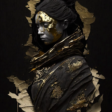 Πινακας σε καμβά WOMAN WITH GOLD PAINT - Πορτραιτα και Φιγουρες Sticky 5