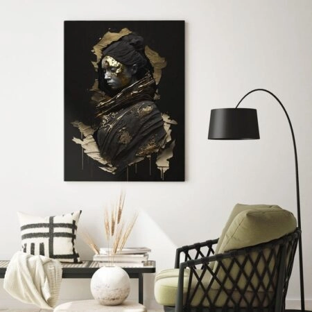 Πινακας σε καμβά WOMAN WITH GOLD PAINT - Πορτραιτα και Φιγουρες