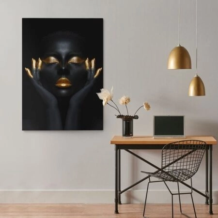 Πινακας σε καμβά WOMAN WITH GOLD PAINT 2 - Πορτραιτα και Φιγουρες