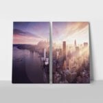 Σετ Δίπτυχος Πινακας σε καμβά NEW YORK SUNRISE