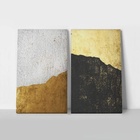 Σετ Δίπτυχος Πινακας σε καμβά ABSTRACT BLACK WHITE GOLD - Αφηρημενα και Abstract Sticky 1