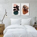 Σετ Δίπτυχος Πινακας σε καμβά ABSTRACT BOHO BOTANICAL ART