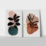 Σετ Δίπτυχος Πινακας σε καμβά ABSTRACT BOHO BOTANICAL ART