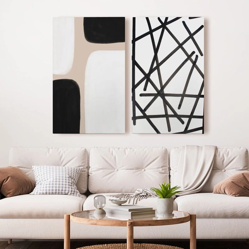 OUTLET Σετ Δίπτυχος Πινακας σε καμβά ABSTRACT SHAPES 40cm x 65cm