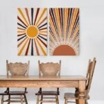 Σετ Δίπτυχος Πινακας σε καμβά ABSTRACT SUN