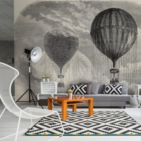 Αυτοκόλλητη Ταπετσαρία τοίχου AIR BALLOONS VINTAGE DRAWING