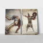 Σετ Δίπτυχος Πινακας σε καμβά ANCIENT GREEK FIGHTING