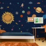 Αυτοκόλλητη Ταπετσαρία τοίχου ASTRONAUT AND PLANETS IN SPACE