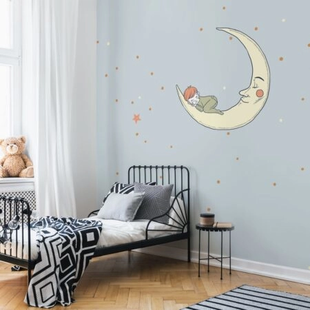 Αυτοκόλλητη Ταπετσαρία τοίχου BABY AND MOON SLEEPING - Παιδικές Ταπετσαρίες