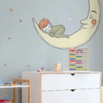 Αυτοκόλλητη Ταπετσαρία τοίχου BABY AND MOON SLEEPING