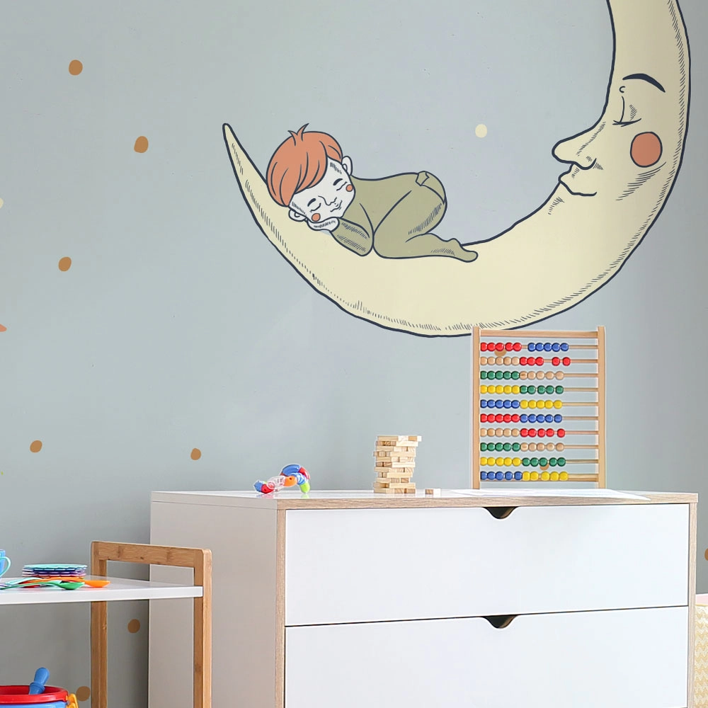 Αυτοκόλλητη Ταπετσαρία τοίχου BABY AND MOON SLEEPING