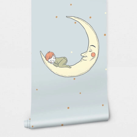Αυτοκόλλητη Ταπετσαρία τοίχου BABY AND MOON SLEEPING - Παιδικές Ταπετσαρίες Sticky 2