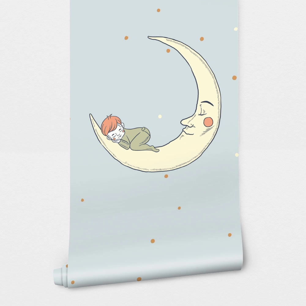 Αυτοκόλλητη Ταπετσαρία τοίχου BABY AND MOON SLEEPING