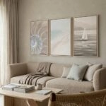 Σετ Τριπτυχος Πινακας σε καμβά BEIGE SEA LIFE