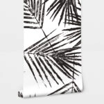 Αυτοκόλλητη Ταπετσαρία τοίχου BLACK INK PALM LEAVES