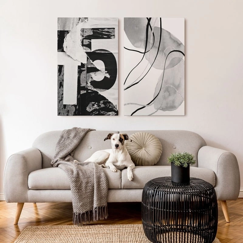 Σετ Δίπτυχος Πινακας σε καμβά BLACK AND WHITE MODERN ART