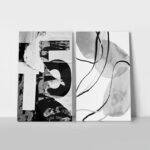 Σετ Δίπτυχος Πινακας σε καμβά BLACK AND WHITE MODERN ART