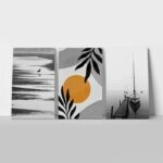 Σετ Τριπτυχος Πινακας σε καμβά BLACK AND WHITE SUMMER