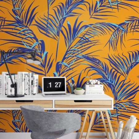 Αυτοκόλλητη Ταπετσαρία τοίχου BLUE PALM LEAVES - Tropical