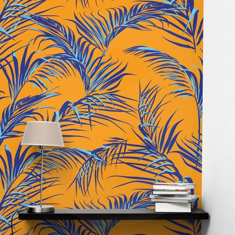 Αυτοκόλλητη Ταπετσαρία τοίχου BLUE PALM LEAVES