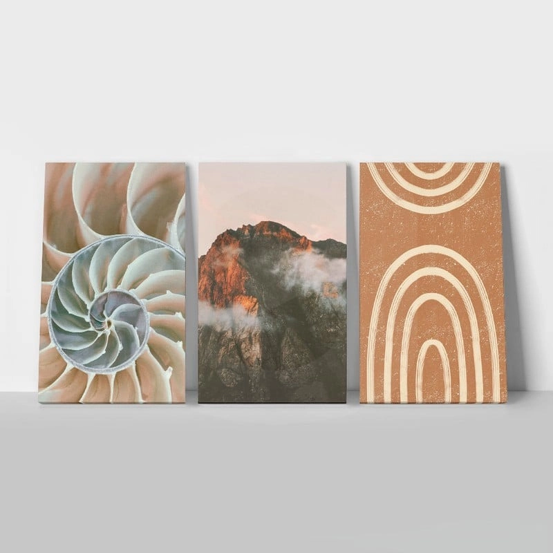 Σετ Τριπτυχος Πινακας σε καμβά CALM SHAPES