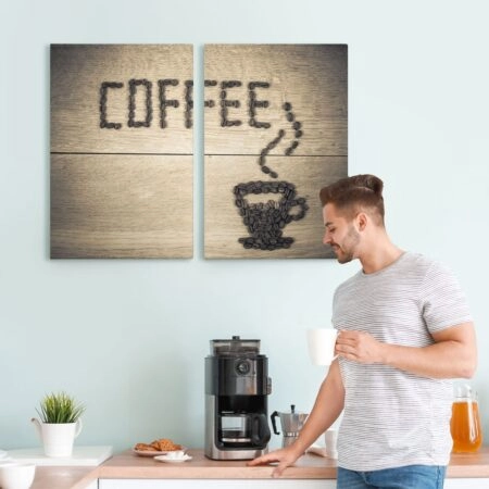 Σετ Δίπτυχος Πινακας σε καμβά COFFEE BEANS - Food and Drink