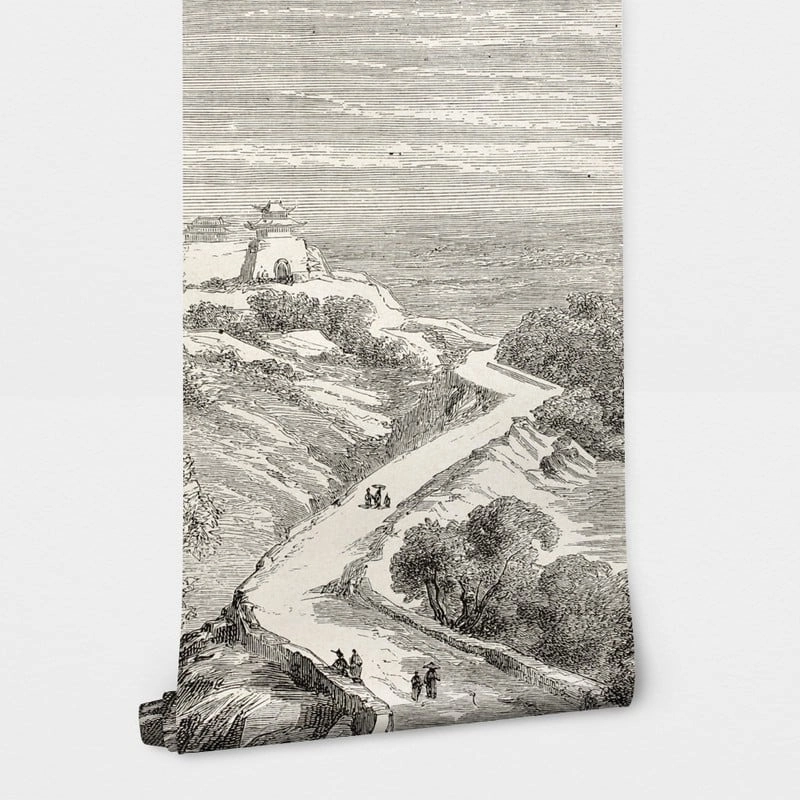 Αυτοκόλλητη Ταπετσαρία τοίχου COUNTRY ROAD VINTAGE DRAWING