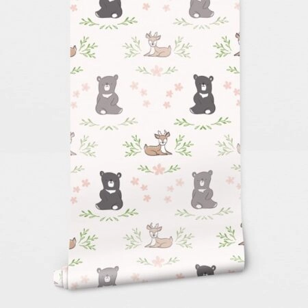 Αυτοκόλλητη Ταπετσαρία τοίχου CUTE BEAR AND DEER - Ταπετσαρίες Sticky 1