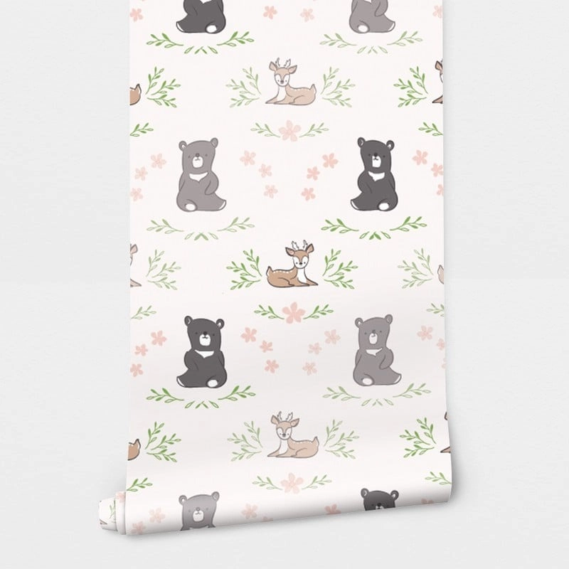 Αυτοκόλλητη Ταπετσαρία τοίχου CUTE BEAR AND DEER