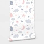 Αυτοκόλλητη Ταπετσαρία τοίχου CUTE STARS AND CLOUDS