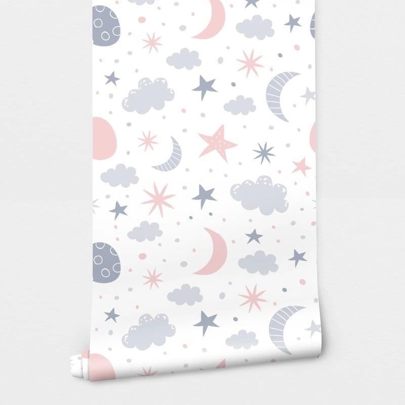 Αυτοκόλλητη Ταπετσαρία τοίχου CUTE STARS AND CLOUDS